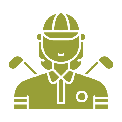 Golfer icon with crossed clubs