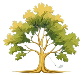 Tree with a golf club silhouette